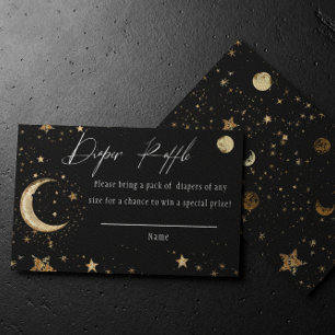 Elegant Gold Celestial Diaper Raffle Card