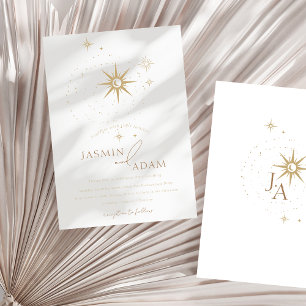 Elegant Gold Celestial Stars Minimal Wedding Invitation