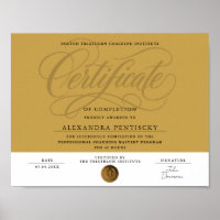 Elegant Gold Certificate Of Completion Achievement