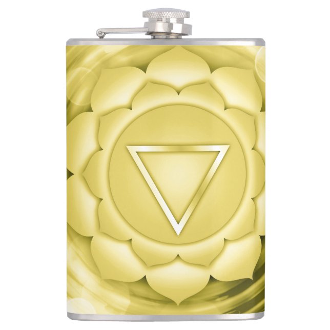 Elegant Gold Chakra Zen Yoga Spiritual Meditation Hip Flask (Front)