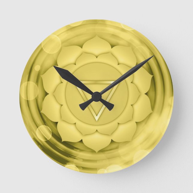 Elegant Gold Chakra Zen Yoga Spiritual Meditation Round Clock (Front)
