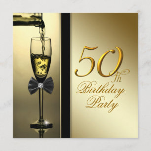 Elegant Gold Champagne 50th Birthday Party Invitation