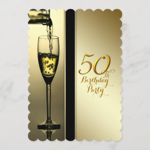 Elegant Gold Champagne 50th Birthday Party Invitation