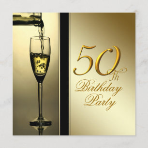 Elegant Gold Champagne 50th Birthday Party Invitation
