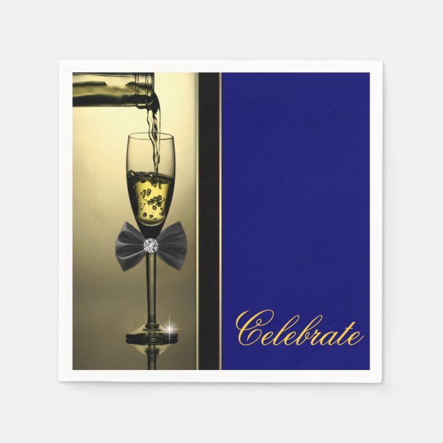 Elegant Gold Champagne Napkin (Front)