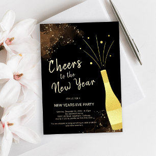 Elegant Gold Champagne New Year Party Invitation