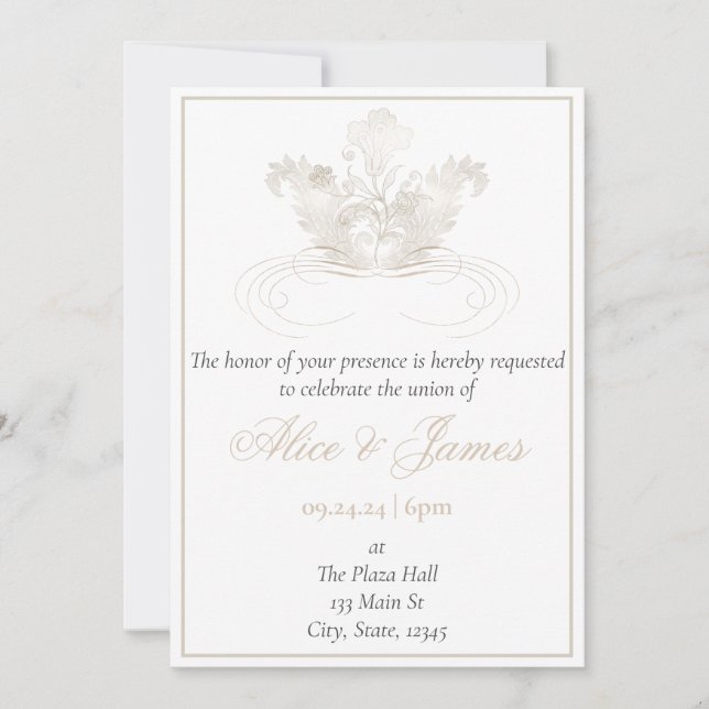 Elegant Gold Champagne Wedding Invitation (Front)