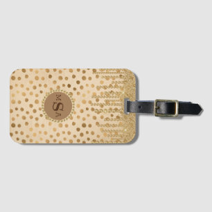 Elegant Gold Cheetah Bling Rhinestones Momogram Luggage Tag