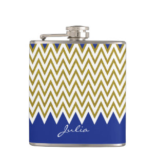 Elegant Gold Chevron Custom Flask