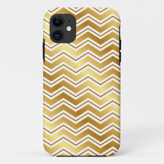 Elegant Gold Chevron Zig Zag iPhone Case (Back)