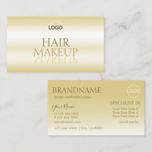 Elegant Gold Chic Mirror Font with Logo Stylish Business Card