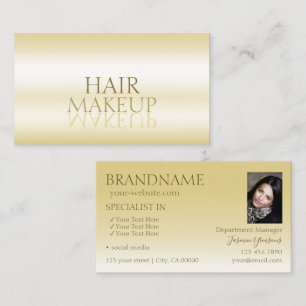 Elegant Gold Chic Mirror Font with Photo Stylish Business Card