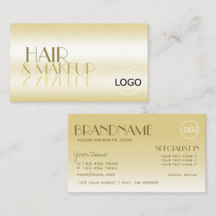 Elegant Gold Chic Mirror Letters with Logo Luxury Business Card