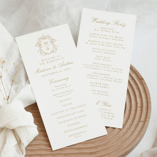Elegant Gold Chinoiserie Crest Wedding Program