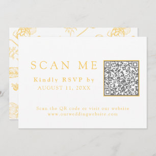 Elegant Gold Chinoiserie QR Code Wedding RSVP Invitation