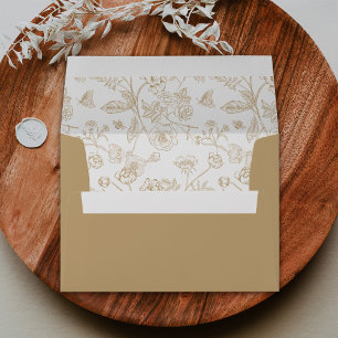 Elegant Gold Chinoiserie Victorian Floral Wedding Envelope
