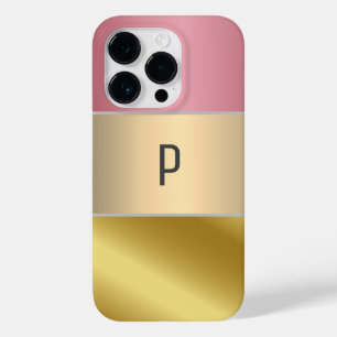 Elegant Gold Chopper Pink Metallic monogram Name Case-Mate iPhone 14 Pro Case