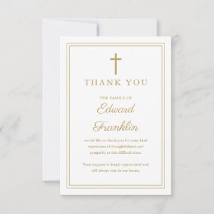 Elegant Gold Christian Celebration Of Life Funeral Thank You Card