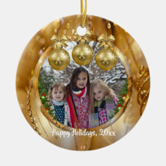 Elegant Gold Christmas Ball Ceramic Tree Decoration
