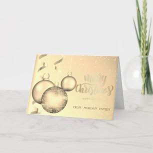 Elegant Gold Christmas Balls Shiny  Christmas Holiday Card