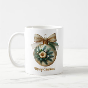 Elegant gold Christmas bauble cotton golden bow Coffee Mug