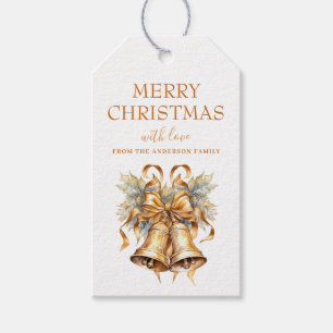 Elegant Gold Christmas Bells Custom Gift Tags
