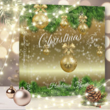 Elegant Gold Christmas Bulbs Photo Album 3 Ring Bi