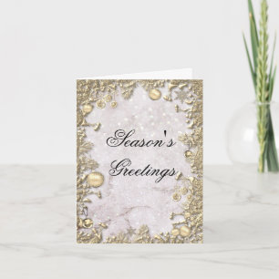 Elegant Gold Christmas Decorations and Glitter Holiday Card