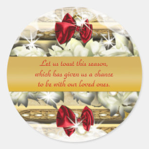 Elegant gold Christmas greetings wishes Classic Round Sticker