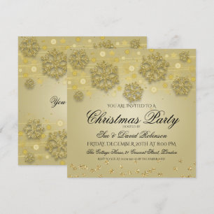 Elegant Gold Christmas Holiday Party Invitation