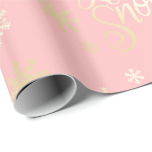 Elegant Gold Christmas Let It Snow & Snowflakes Wrapping Paper