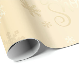 Elegant Gold Christmas Let It Snow & Snowflakes Wrapping Paper