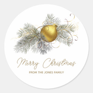 Elegant gold Christmas Ornament Party Classic Round Sticker