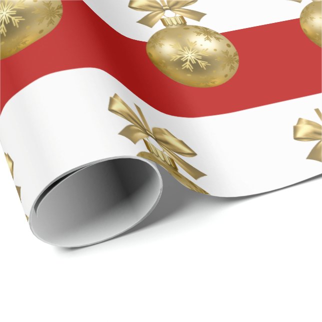 Elegant Gold Christmas Ornament Pattern Wrapping Paper (Roll Corner)
