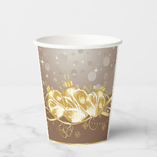 Elegant Gold Christmas Ornaments and Glitter Paper Cups