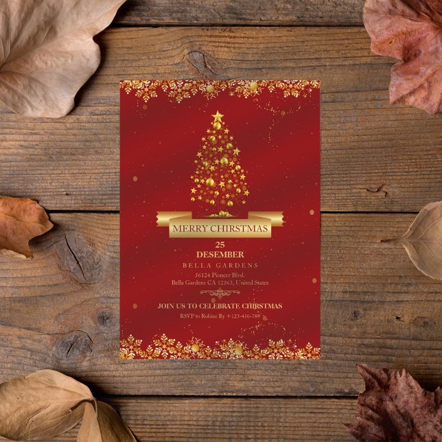 Elegant Gold Christmas Party Invitation (Creator Uploaded)