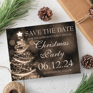 Elegant Gold Christmas Party Save The Date Announcement Postcard