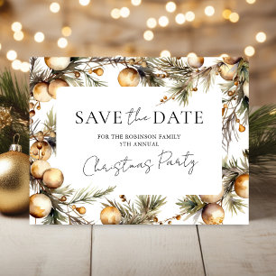 Elegant Gold Christmas Party Save the Date Postcar Holiday Postcard