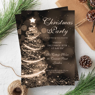 Elegant Gold Christmas Party Sparkle Invitation