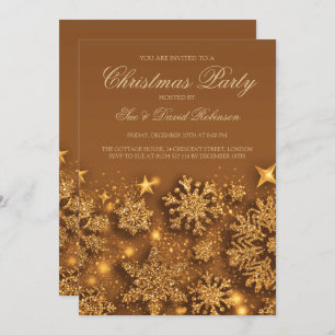 Elegant Gold Christmas Party Winter Glam Invitation