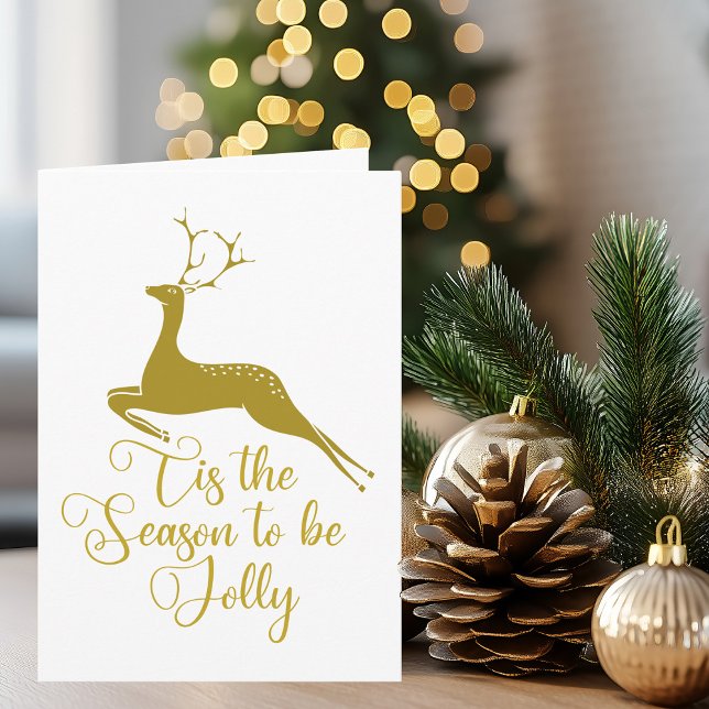 Elegant Gold Christmas Reindeer Tis the Season Card (Creator Uploaded)