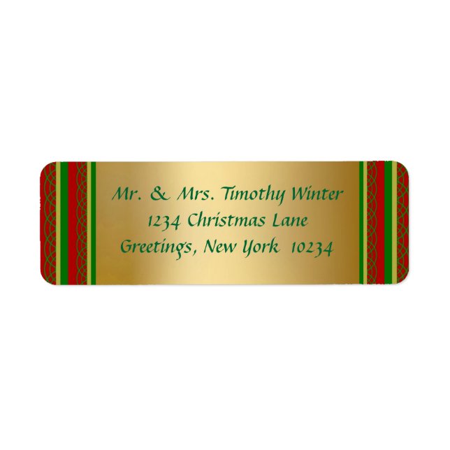 Elegant Gold Christmas Return Address Labels (Front)