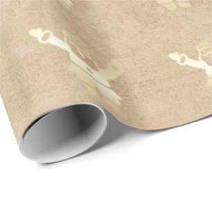 Elegant Gold Christmas Santa Pattern Wrapping Paper