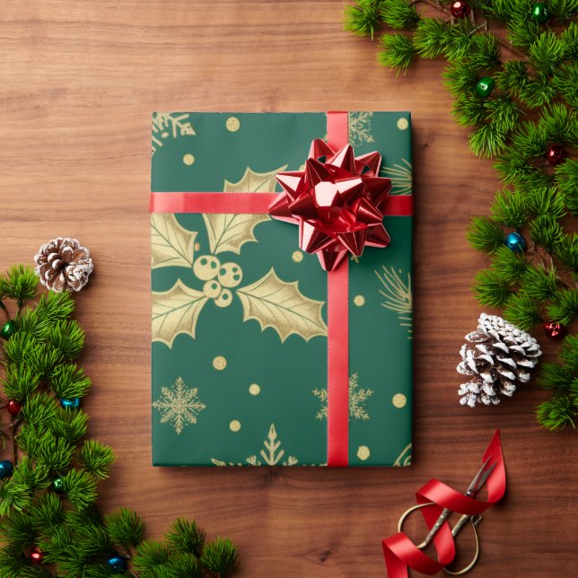 Elegant Gold Christmas Seamless Pattern – Luxury H Wrapping Paper (Holiday Gift)