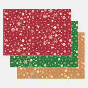Elegant Gold Christmas Snowflake Pattern   Wrapping Paper Sheet