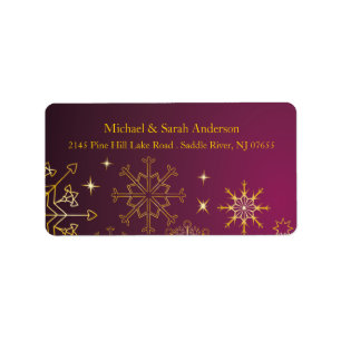 Elegant Gold Christmas Snowflakes Address Label