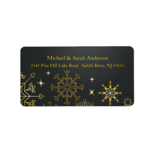 Elegant Gold Christmas Snowflakes Address Label