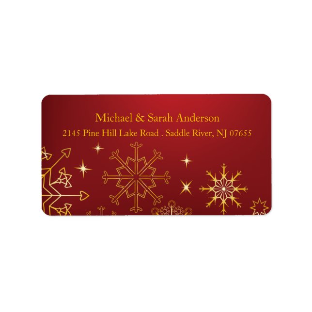 Elegant Gold Christmas Snowflakes Address Label (Front)