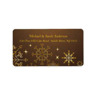 Elegant Gold Christmas Snowflakes Address Label