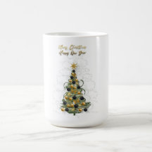 Elegant Gold Christmas tree ,coffee mug 